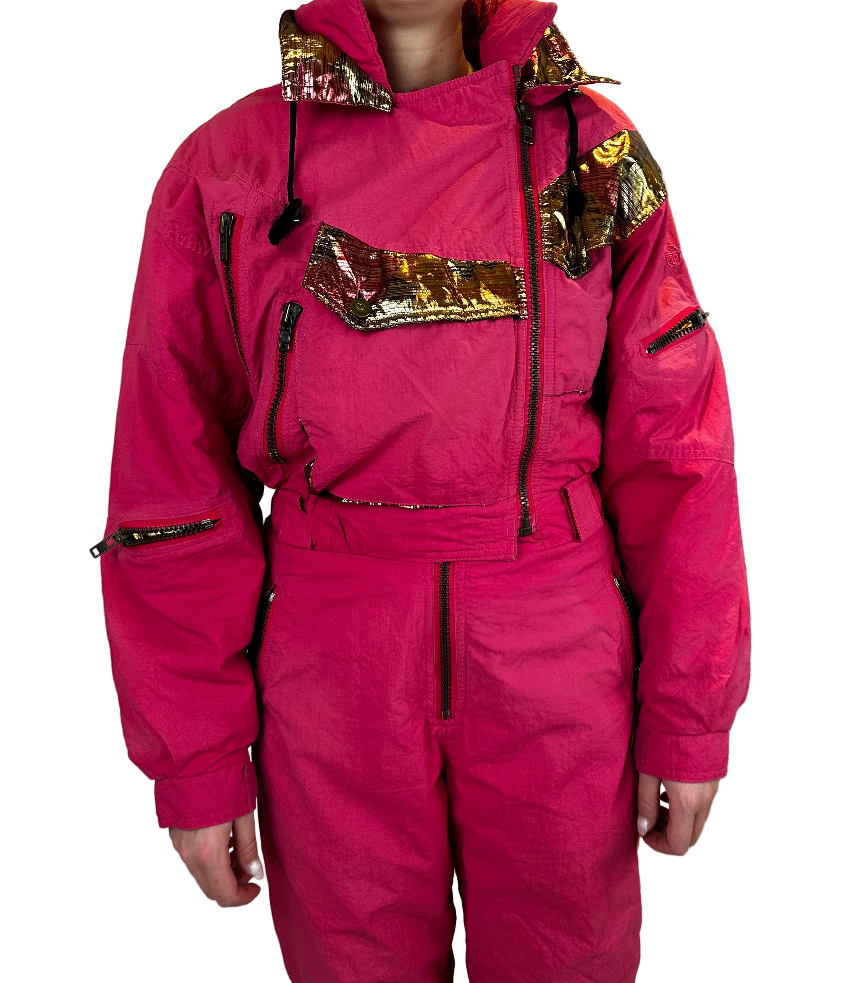 Vintage Skioverall von Sergio tachi in rosa/gold S/M
