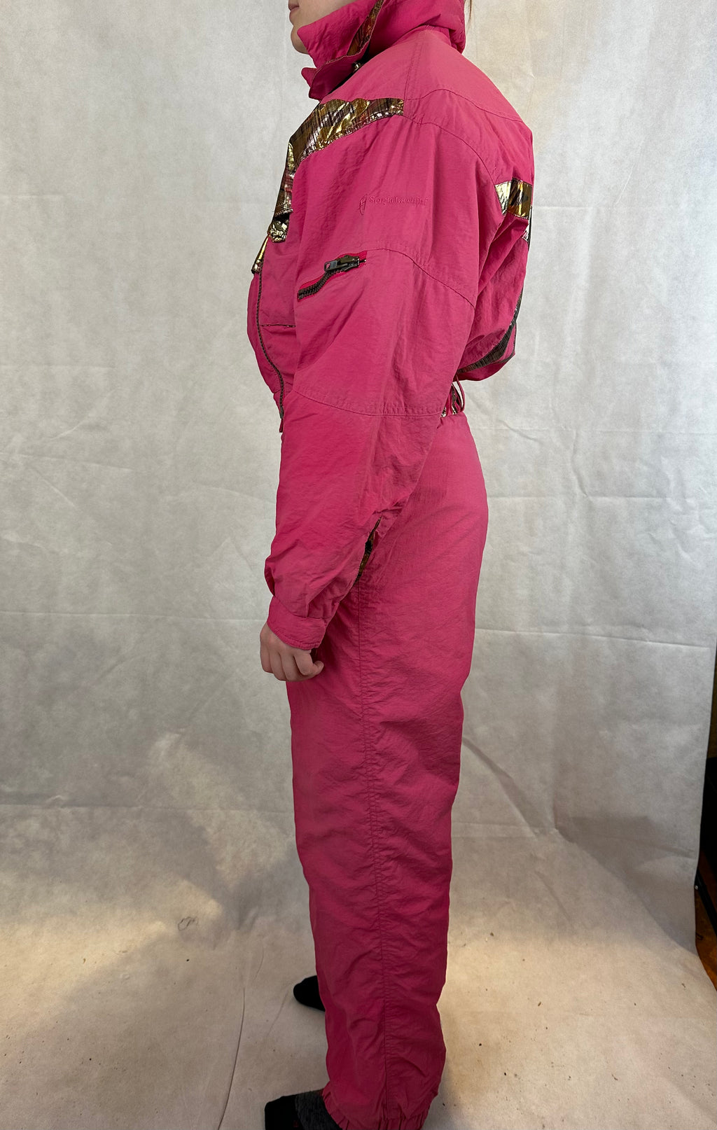 Vintage Skioverall von Sergio tachi in rosa/gold S/M