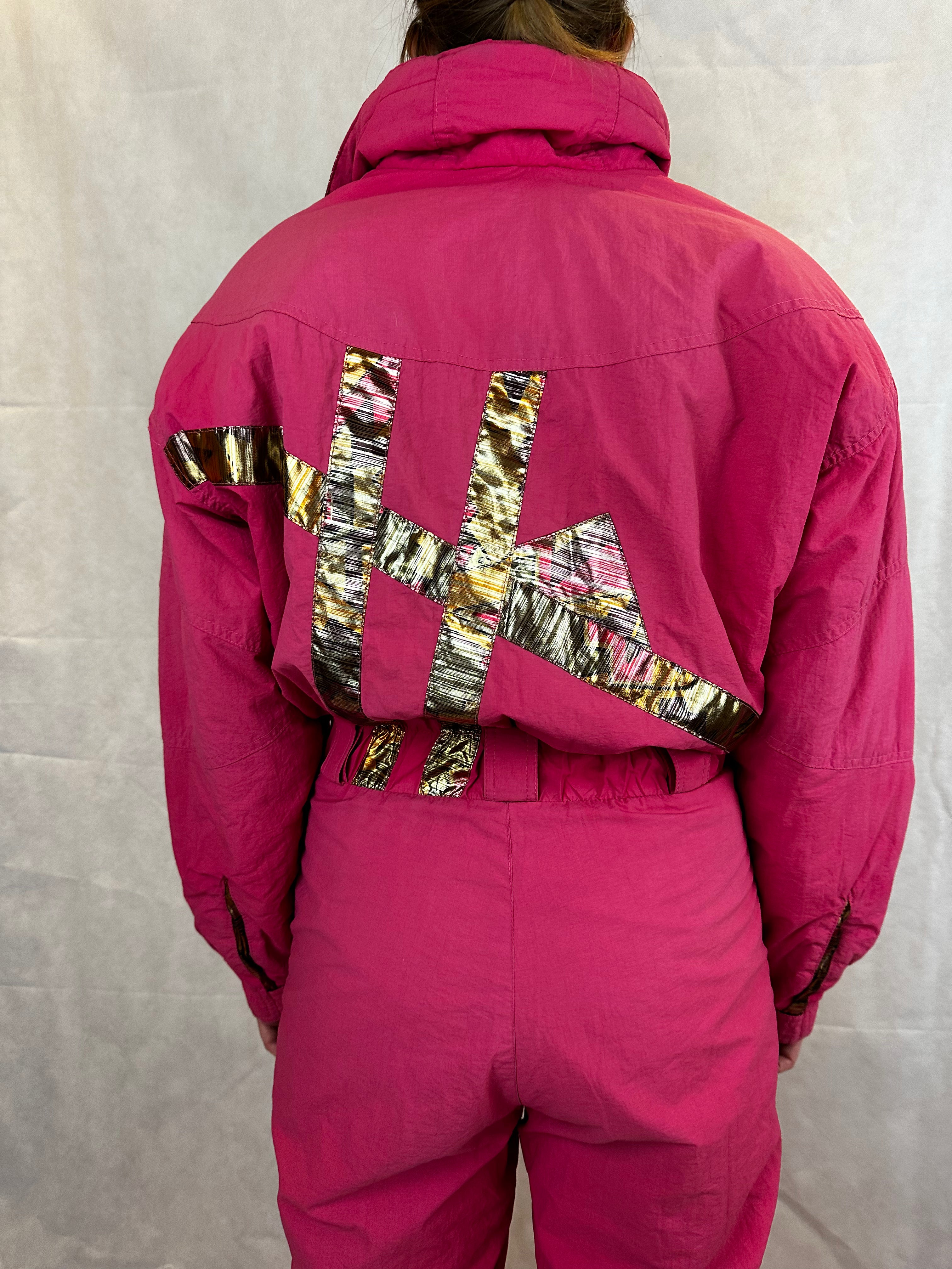 Vintage Skioverall von Sergio tachi in rosa/gold S/M