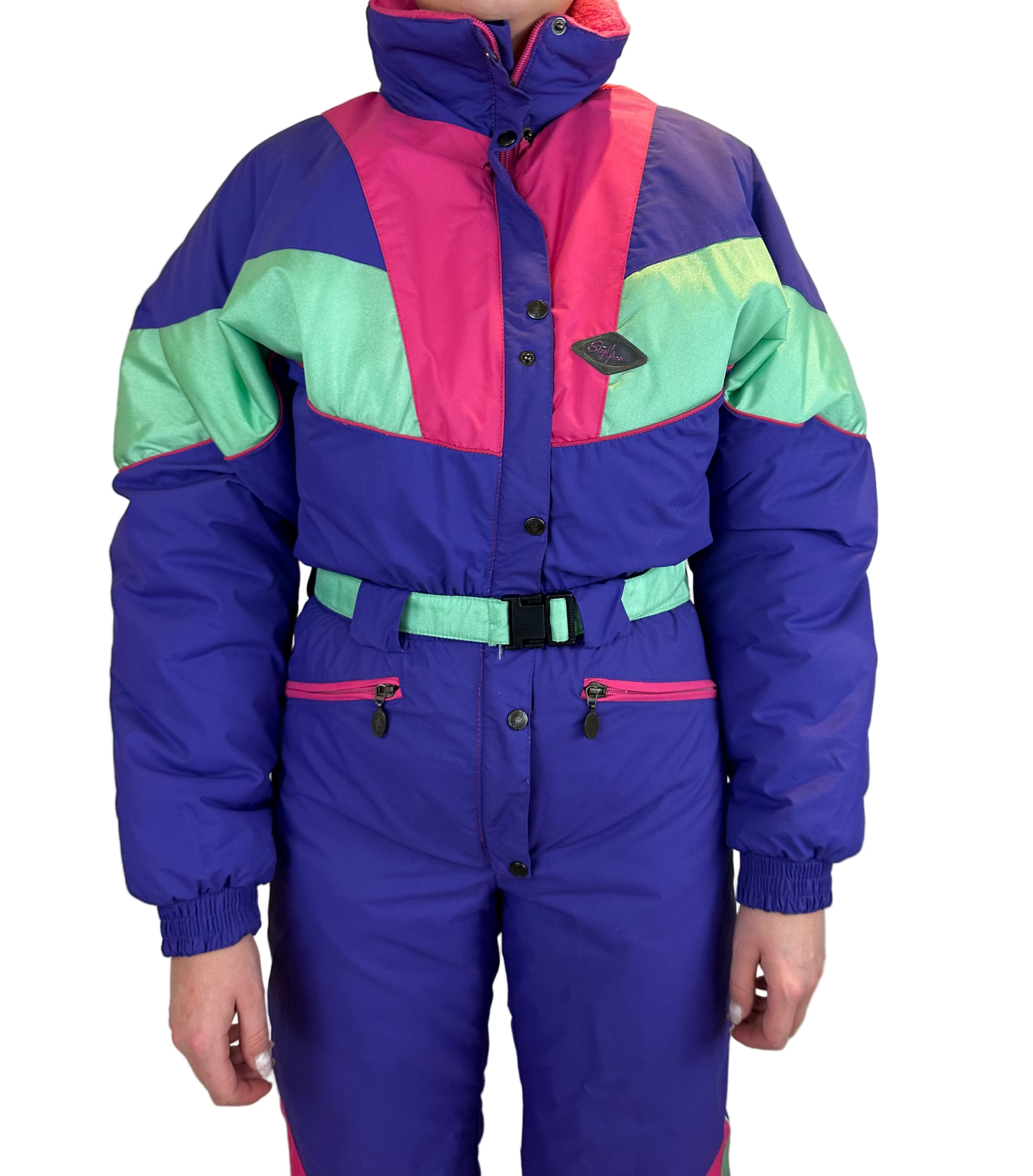 Vintage Skioverall von Stylfrance in Lila S/M für Damen Size 38/40