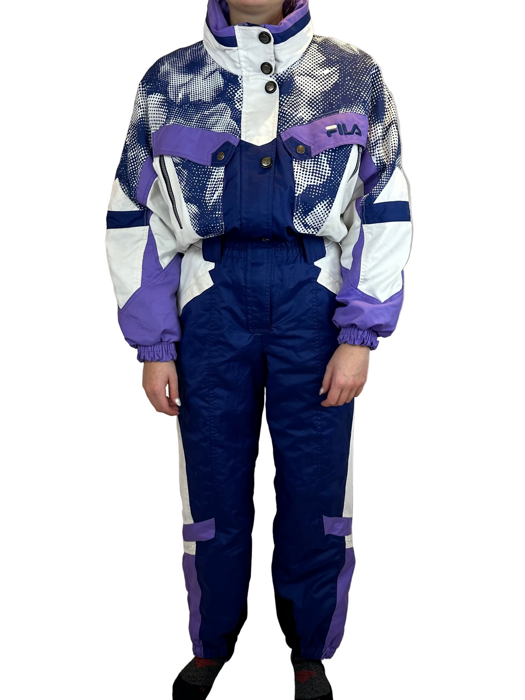 Vintage Skioverall von FILA in blau/lila in M/S