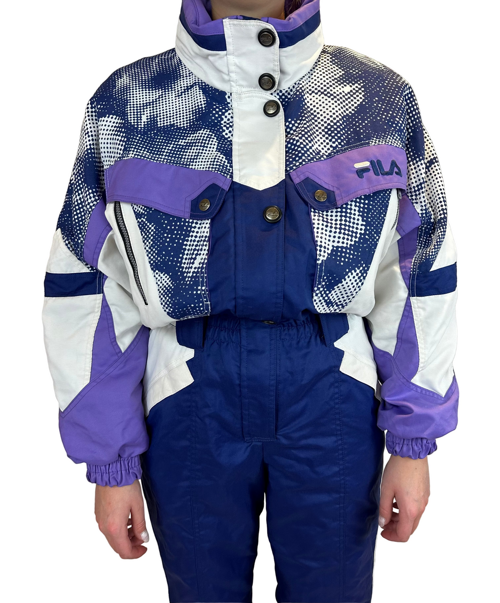 Vintage Skioverall von FILA in blau/lila in M/S