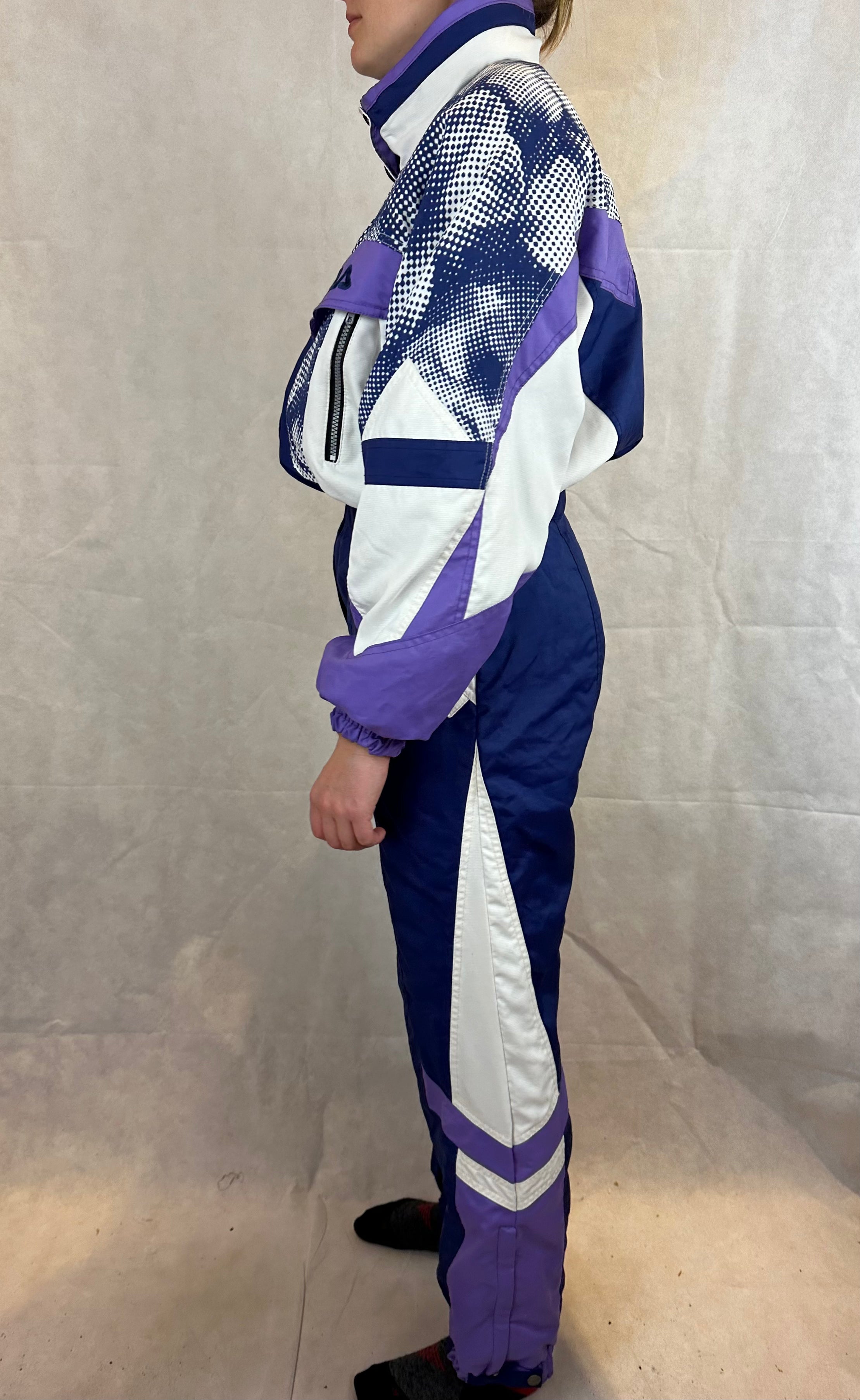 Vintage Skioverall von FILA in blau/lila in M/S