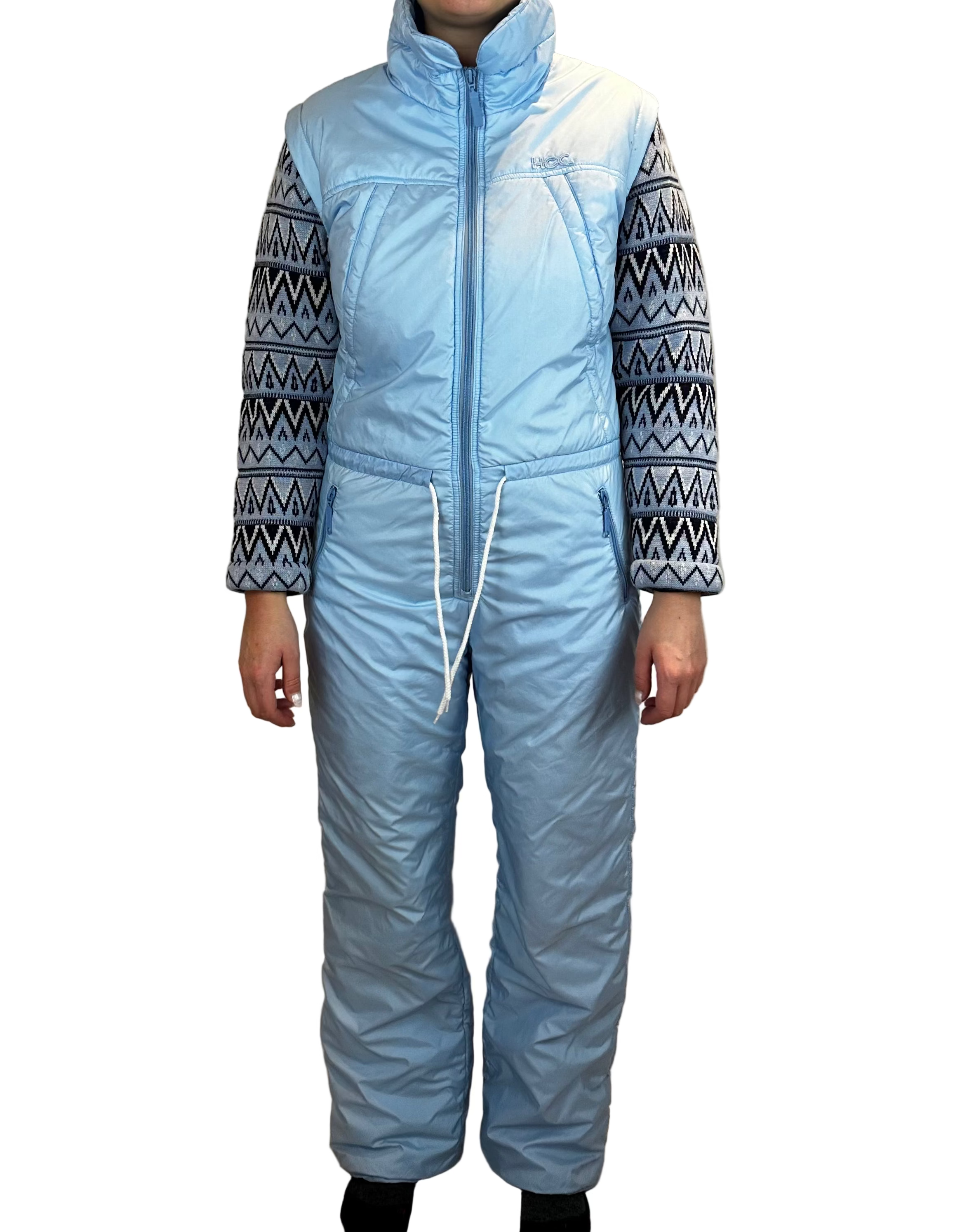 Vintage Skioverall in Turkis warm in Größe S