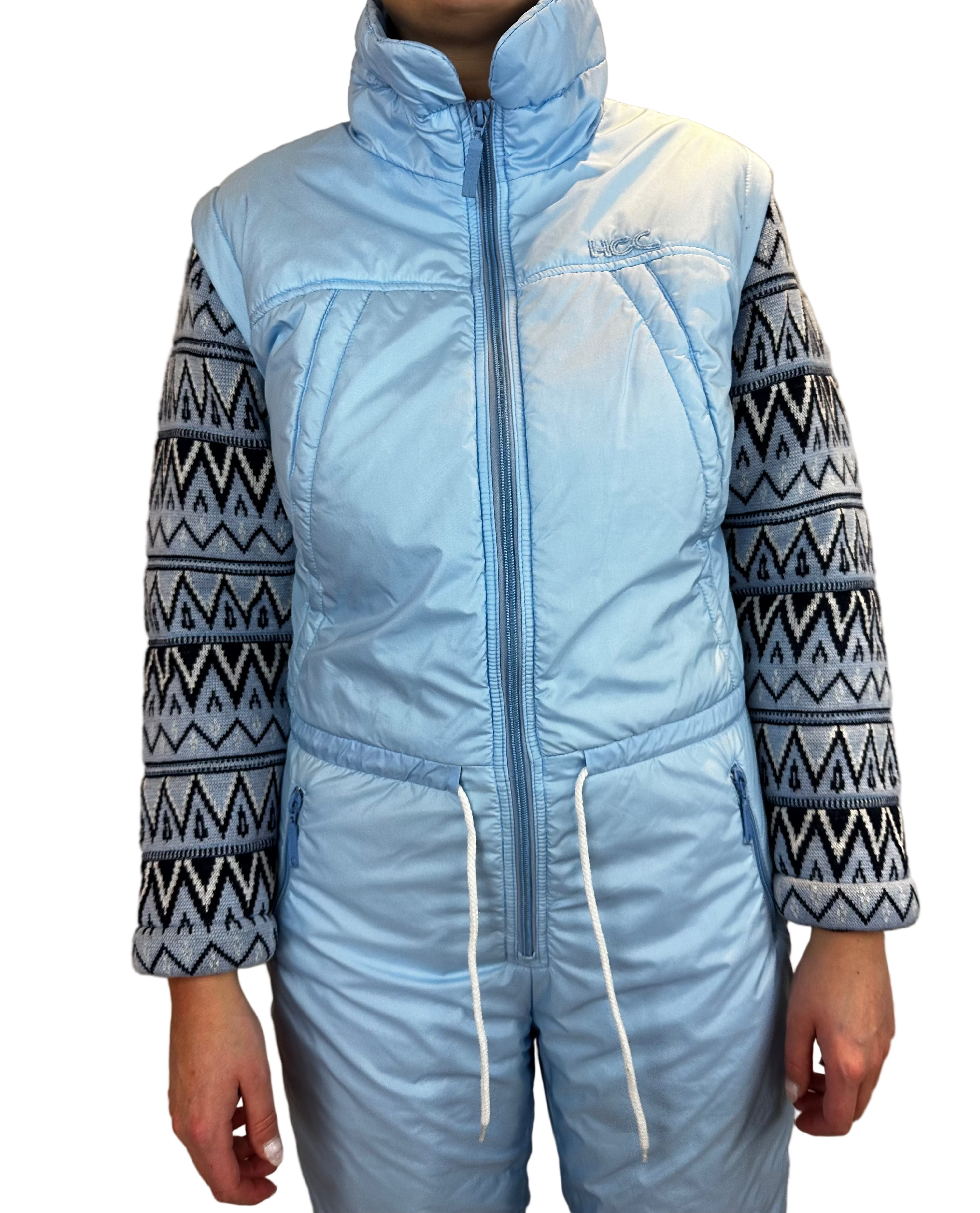 Vintage Skioverall in Turkis warm in Größe S