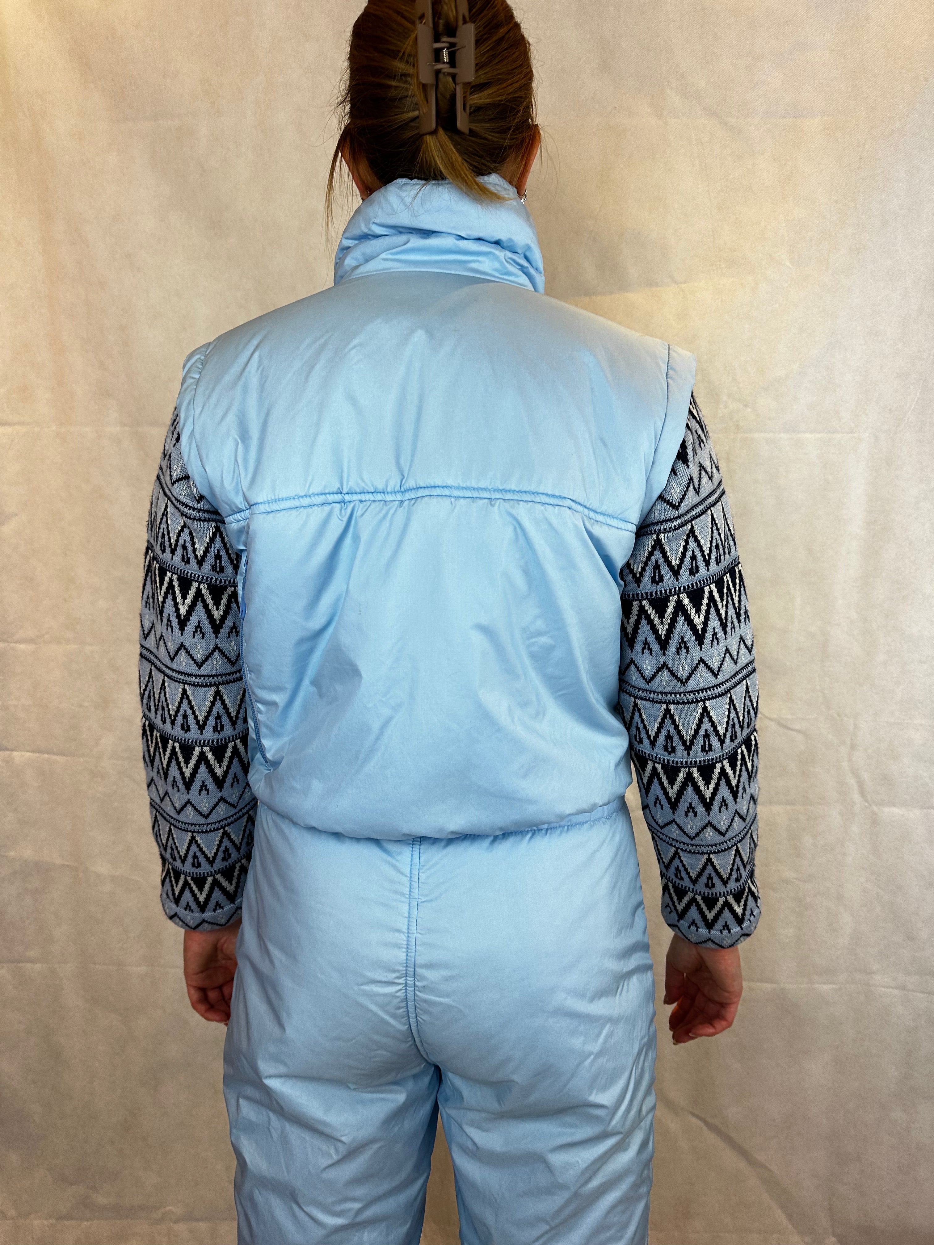 Vintage Skioverall in Turkis warm in Größe S