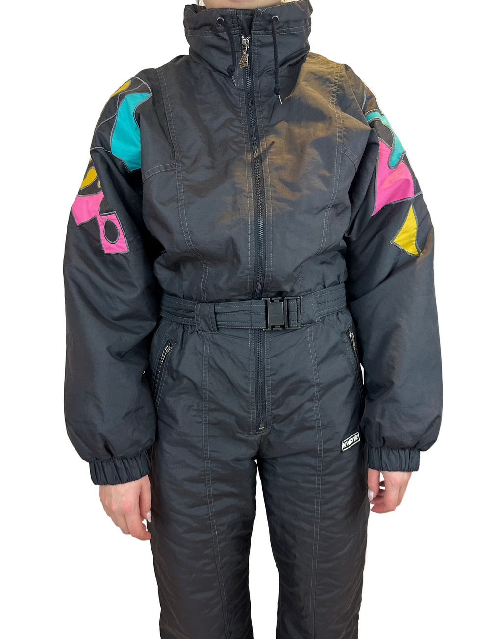 Vintage Skioverall von K-way in schwarz in M OLYMPIA 1992