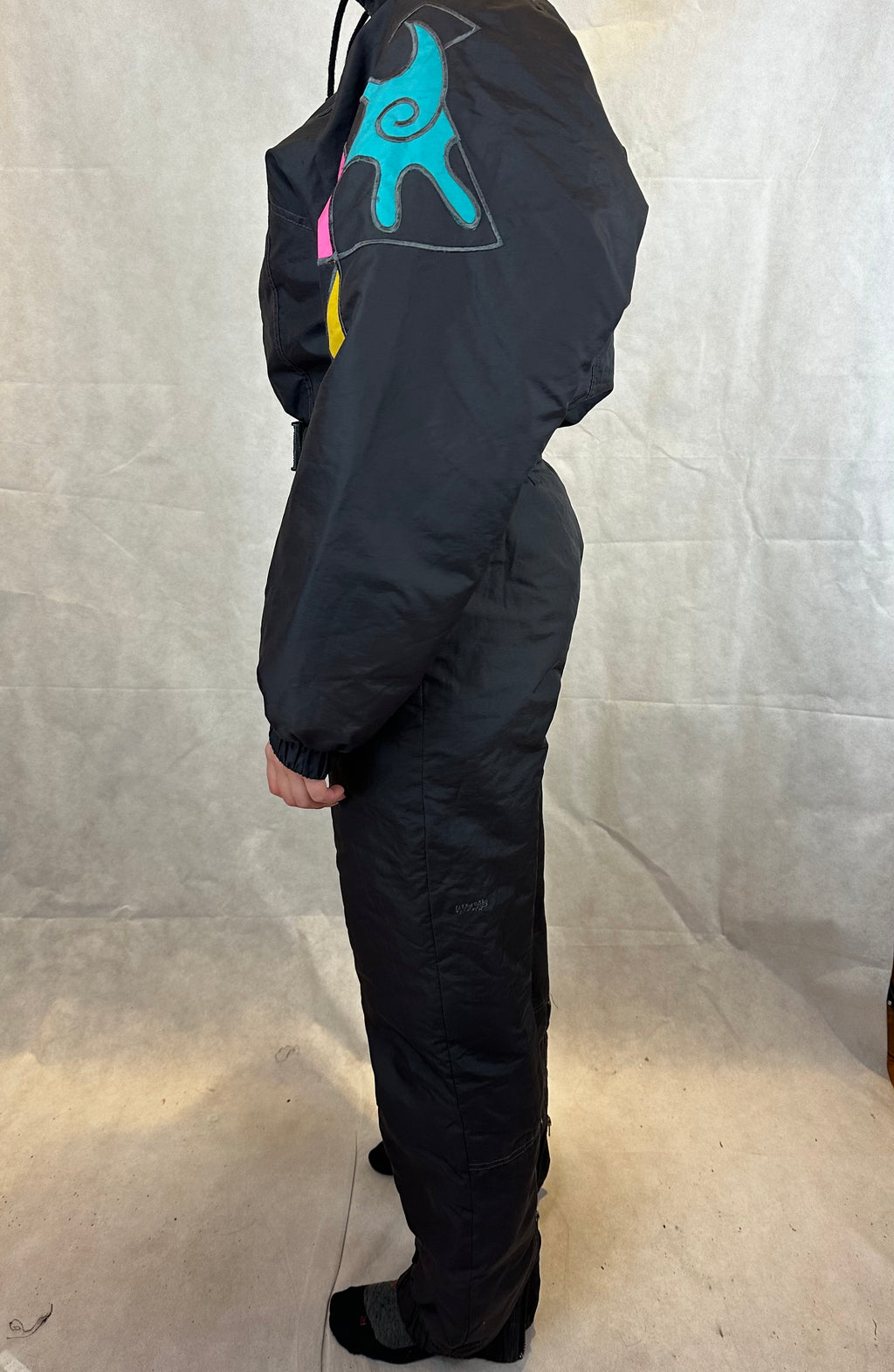 Vintage Skioverall von K-way in schwarz in M OLYMPIA 1992