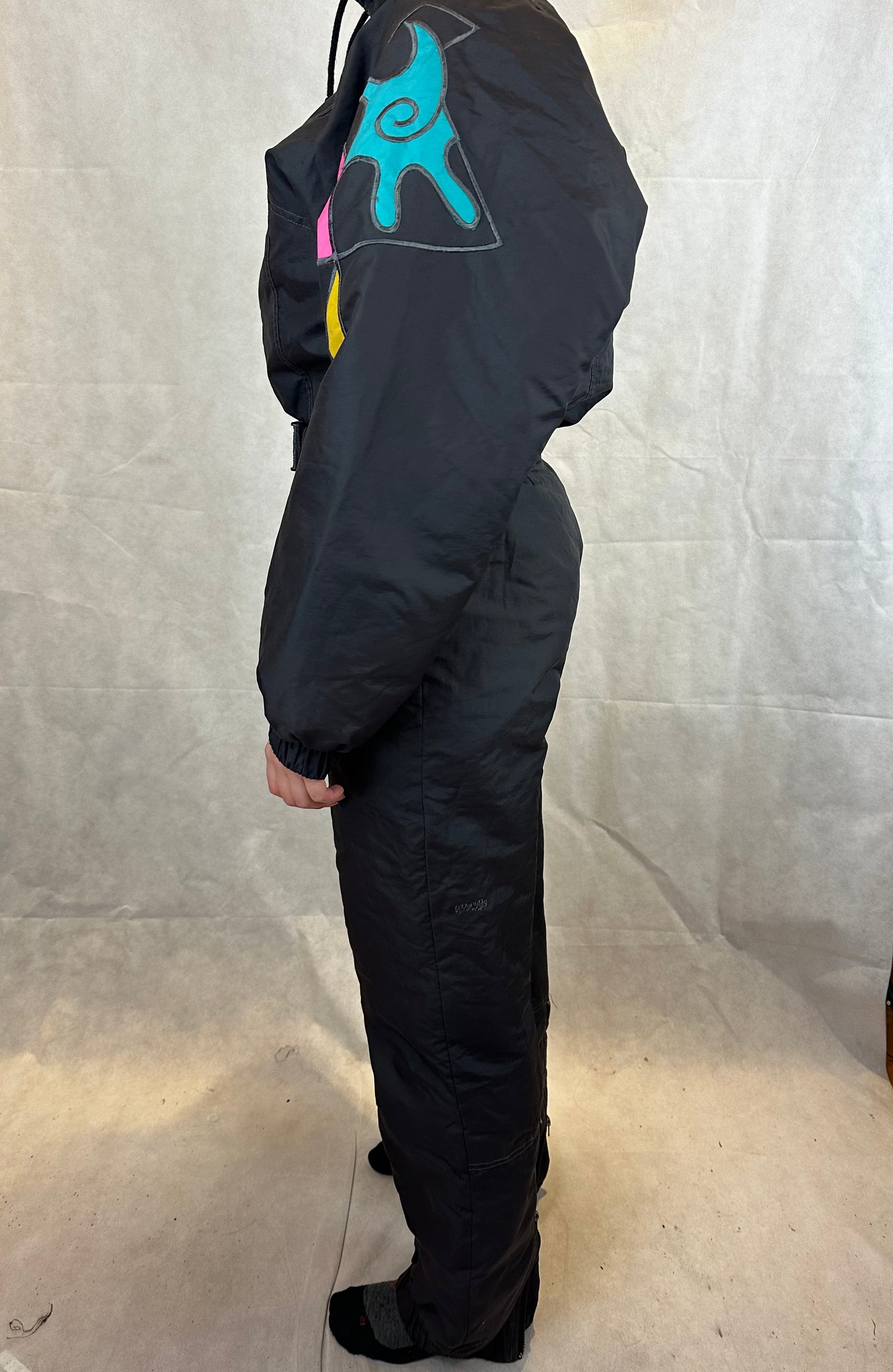 Vintage Skioverall von K-way in schwarz in M OLYMPIA 1992