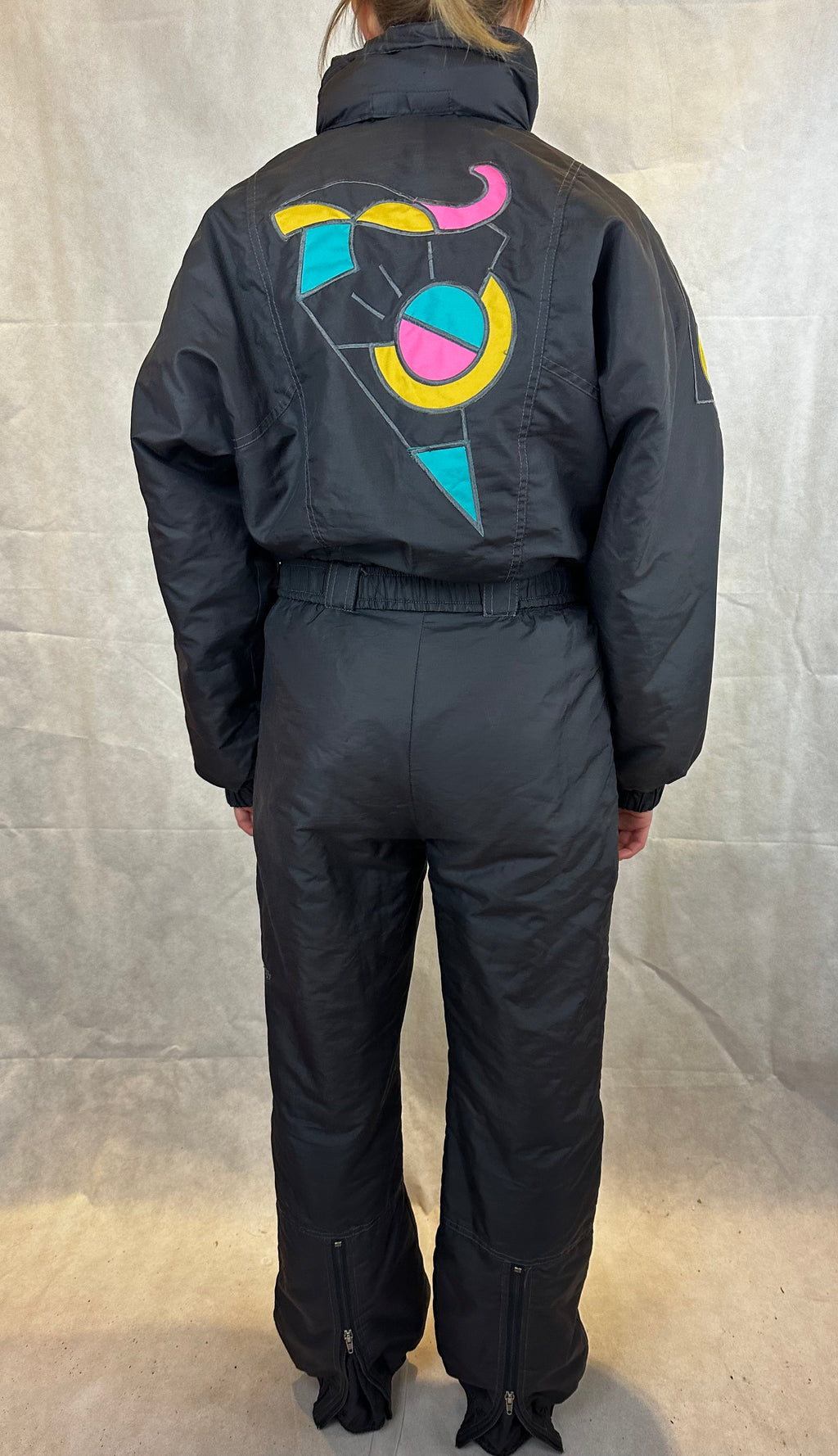 Vintage Skioverall von K-way in schwarz in M OLYMPIA 1992