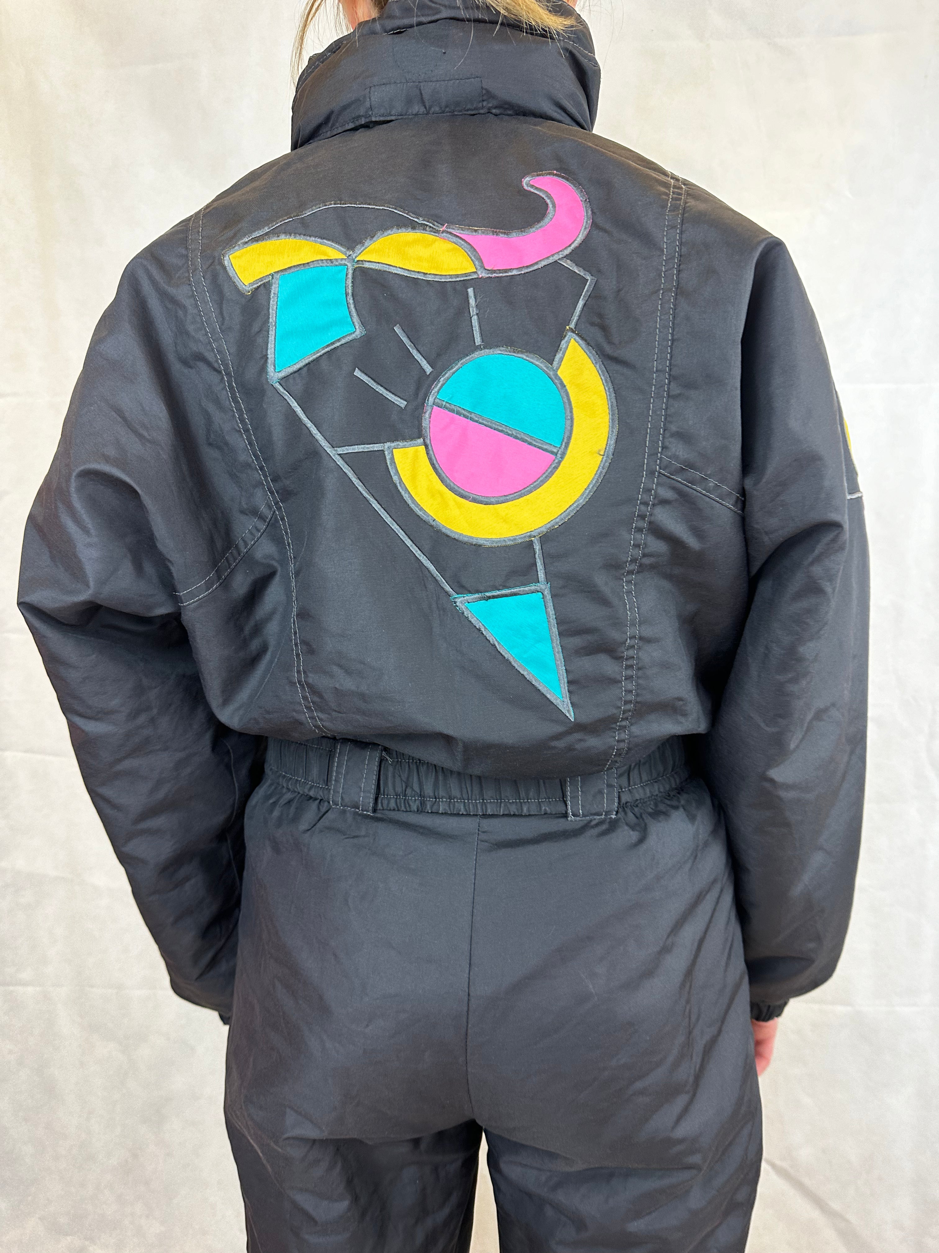 Vintage Skioverall von K-way in schwarz in M OLYMPIA 1992