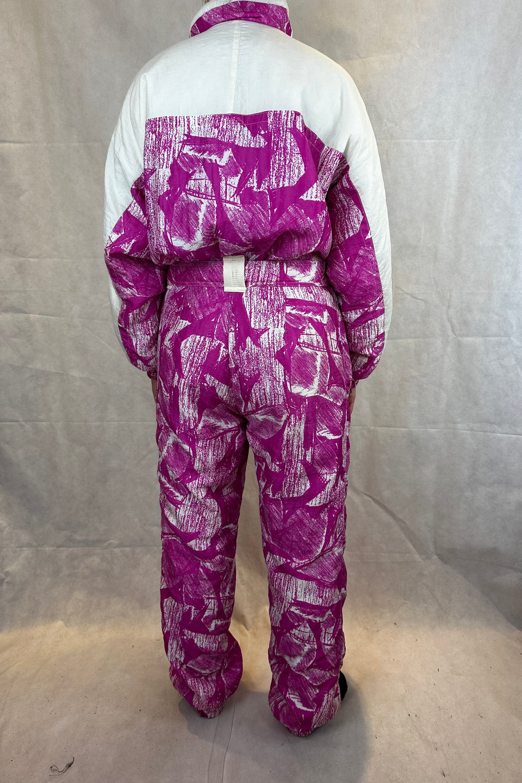 Vintage Skioverall in rosa/weiss in M Size 48