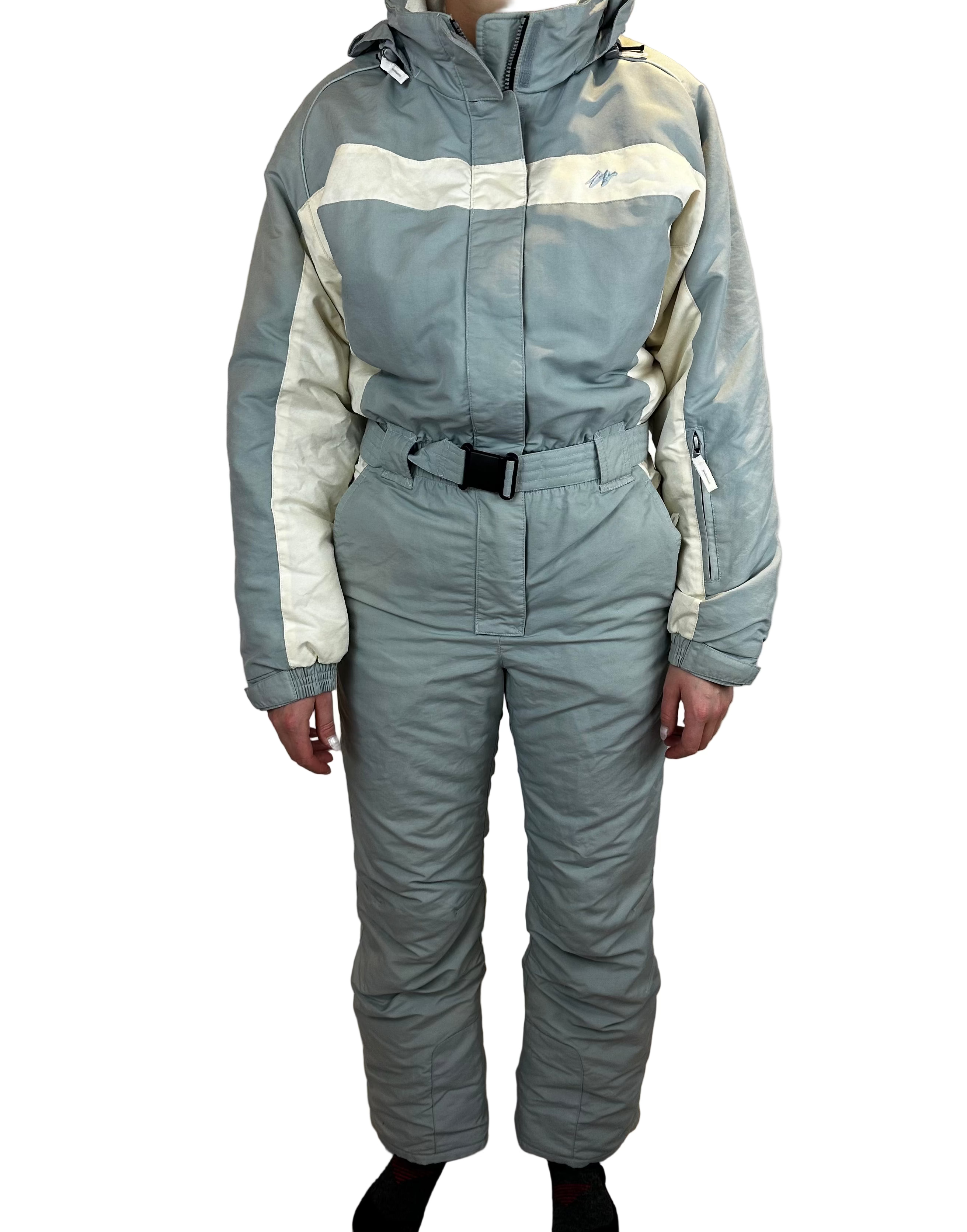 Vintage Skioverall in weiss/grau in S/M