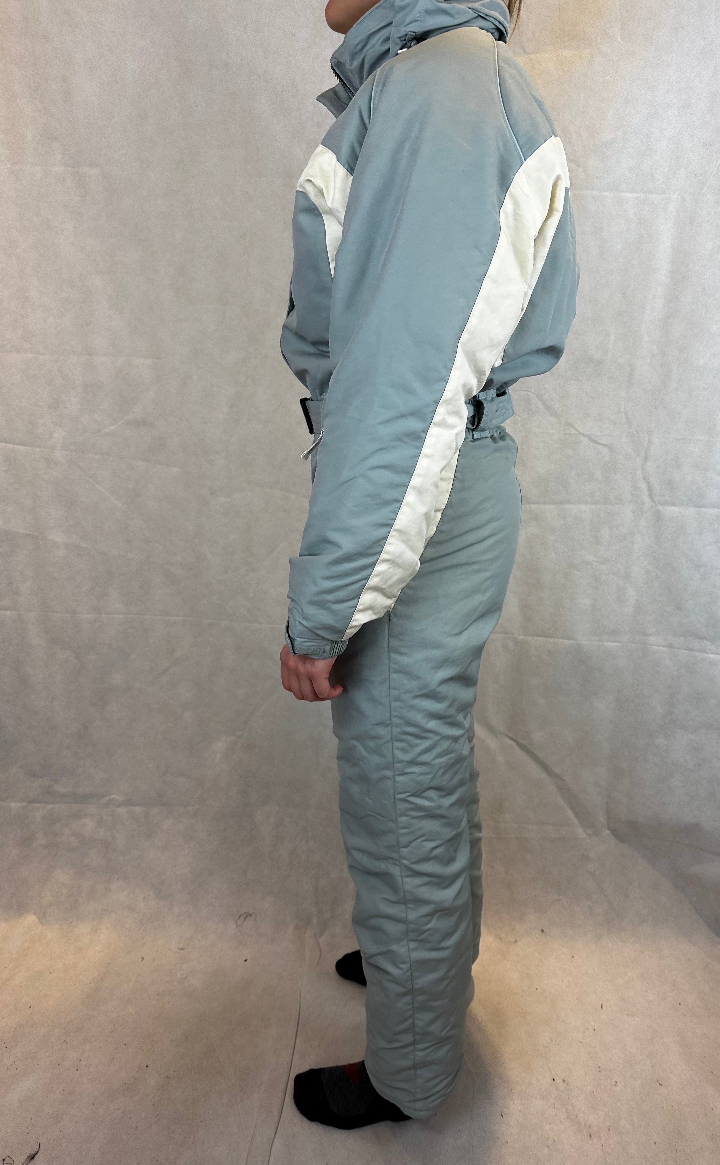 Vintage Skioverall in weiss/grau in S/M