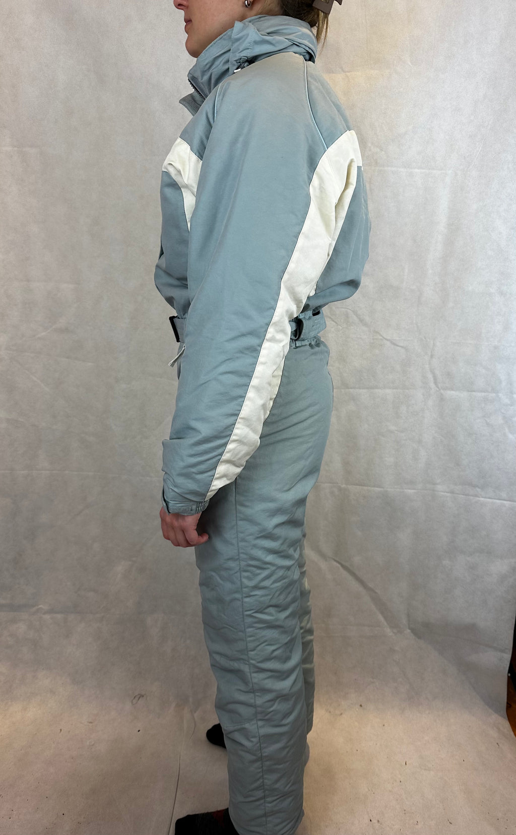 Vintage Skioverall in weiss/grau in S/M