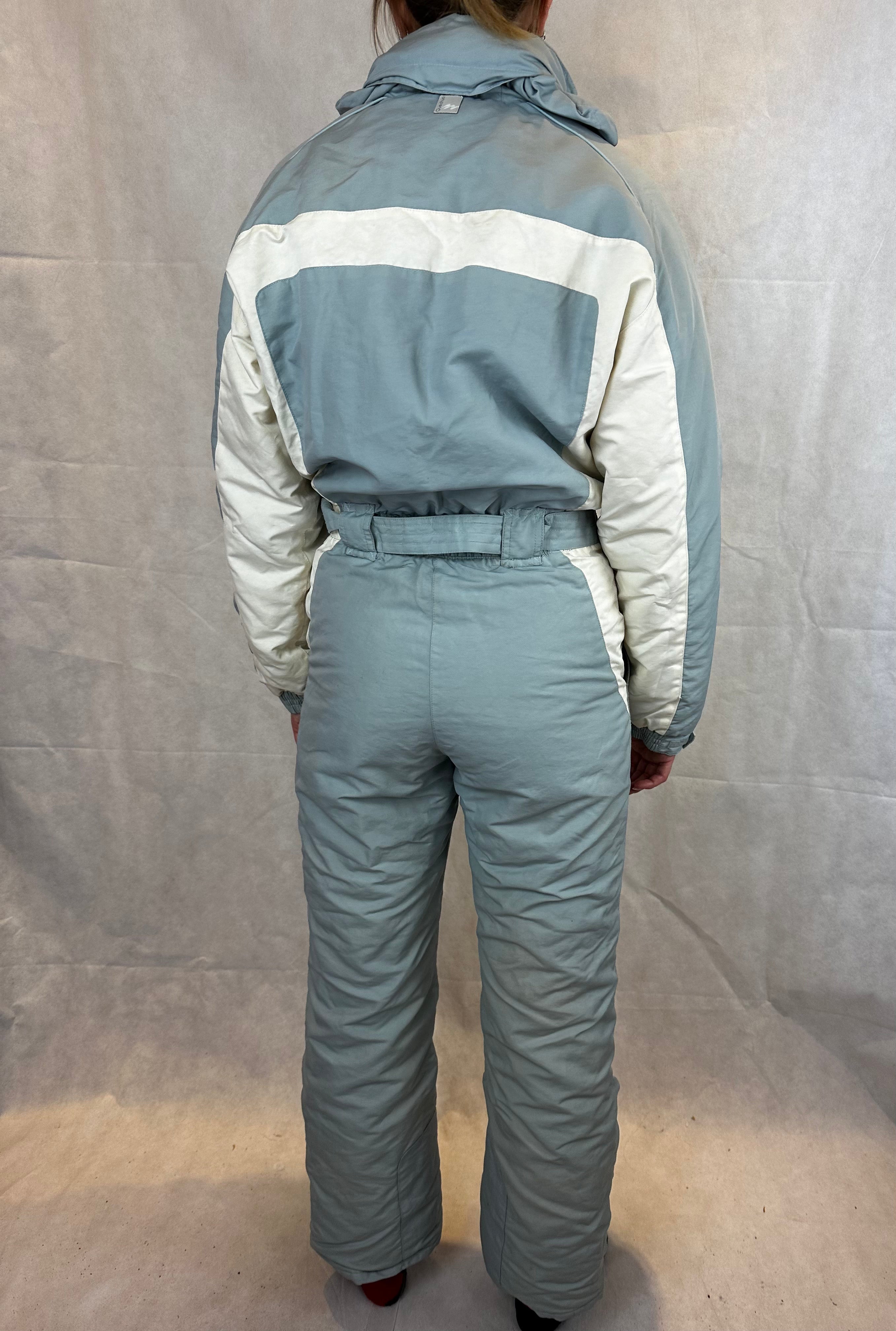 Vintage Skioverall in weiss/grau in S/M